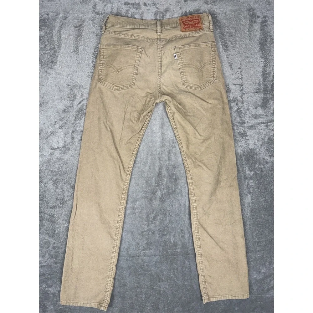 Levis 513 Pants Mens 29x32 Tan Corduroy Slim Straight Stretch